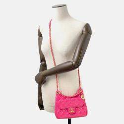 Pre Owned Chanel Matelasse Hobo Bag Pink Leather