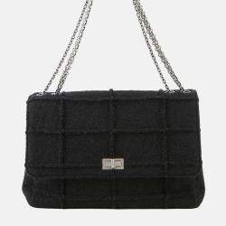 Pre Owned Chanel 2.55 Chocolate Bar Chain shoulder Black Felt