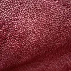 Pre Owned Chanel Matelasse 2Way Chaintote Bag Red Caviar Leather