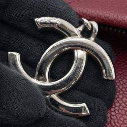 Pre Owned Chanel Matelasse 2Way Chaintote Bag Red Caviar Leather