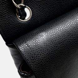 Pre Owned Chanel Matelasse W Flap Chain shoulder Black Caviar Leather Size 30