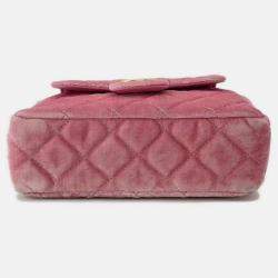 Pre Owned Chanel Matelasse Small Hobo Shoulder Bag Pink Velour