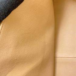 Pre Owned Chanel Matelasse W Flap Chain shoulder Bag Beige Caviar Leather Size 30