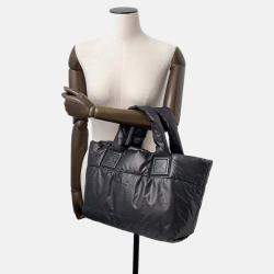 Pre Owned Chanel Coco Cocoon Tote Bag Black Nylon Size Small