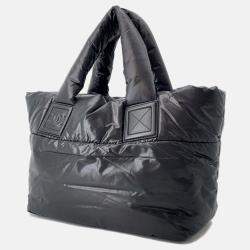 Pre Owned Chanel Coco Cocoon Tote Bag Black Nylon Size Small