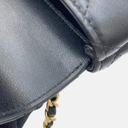 Pre Owned Chanel Coco Handle Chain shoulder Bag Black Lambskin Strass Size Micro