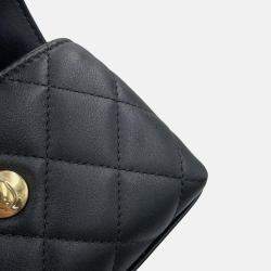Pre Owned Chanel Coco Handle Chain shoulder Bag Black Lambskin Strass Size Micro