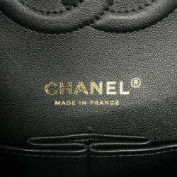 Pre Owned Chanel Matelasse Chain shoulder Bag Black/White/Pink Tweed Lambskin Sequins Size 25