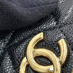 Pre Owned Chanel Matelasse Chain Bucket Bag Black Caviar Leather