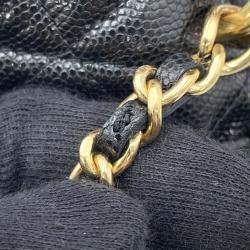 Pre Owned Chanel Matelasse Chain Bucket Bag Black Caviar Leather