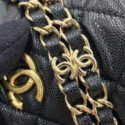 Pre Owned Chanel Matelasse Chain Bucket Bag Black Caviar Leather