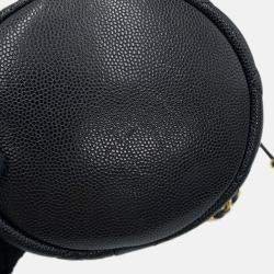 Pre Owned Chanel Matelasse Chain Bucket Bag Black Caviar Leather