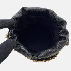 Pre Owned Chanel Matelasse Chain Bucket Bag Black Caviar Leather