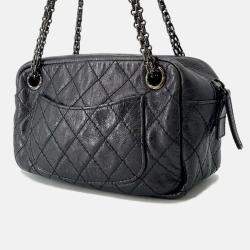 Pre Owned Chanel 2.55 Chain shoulder Bag Black Leather