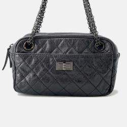 Pre Owned Chanel 2.55 Chain shoulder Bag Black Leather