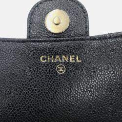 Pre Owned Chanel Matelasse Flap Chain shoulder Phone Pouch Black Caviar Leather