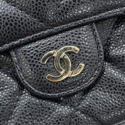 Pre Owned Chanel Matelasse Flap Chain shoulder Phone Pouch Black Caviar Leather