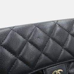 Pre Owned Chanel Matelasse Flap Chain shoulder Phone Pouch Black Caviar Leather