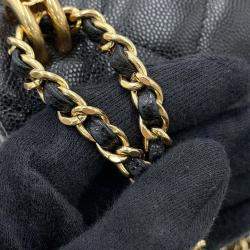 Pre Owned Chanel Coco First Chain shoulder Bag Black Caviar Leather