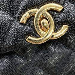 Pre Owned Chanel Coco First Chain shoulder Bag Black Caviar Leather