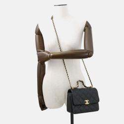Pre Owned Chanel Coco First Chain shoulder Bag Black Caviar Leather