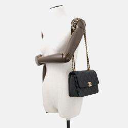 Pre Owned Chanel Coco First Chain shoulder Bag Black Caviar Leather