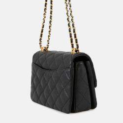 Pre Owned Chanel Coco First Chain shoulder Bag Black Caviar Leather