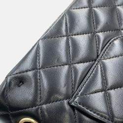 Pre Owned Chanel Matelasse W Flap Chain shoulder Black Lambskin Size 25