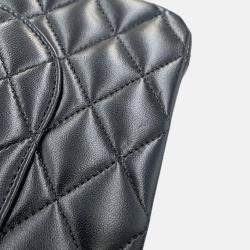 Pre Owned Chanel Matelasse W Flap Chain shoulder Black Lambskin Size 25