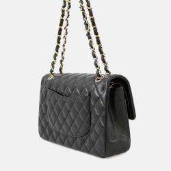 Pre Owned Chanel Matelasse W Flap Chain shoulder Black Lambskin Size 25