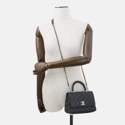 Pre Owned Chanel Coco Handle 2Wayhandbag Black Caviar Leather Size Xxs