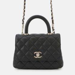 Pre Owned Chanel Coco Handle 2Wayhandbag Black Caviar Leather Size Xxs