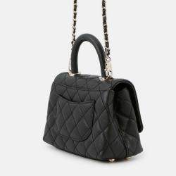 Pre Owned Chanel Coco Handle 2Wayhandbag Black Caviar Leather Size Xxs