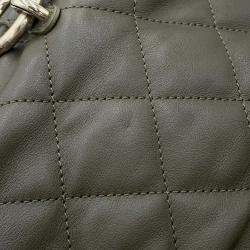 Pre Owned Chanel Matelasse Backpack Khaki Lambskin