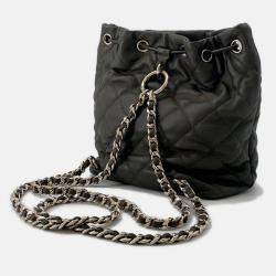Pre Owned Chanel Matelasse Backpack Khaki Lambskin