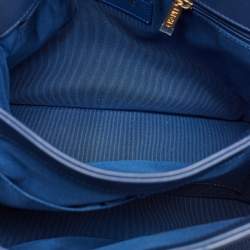 Pre Owned Chanel Navy Blue Chevron Leather and Python Business Affinity Flap Bag