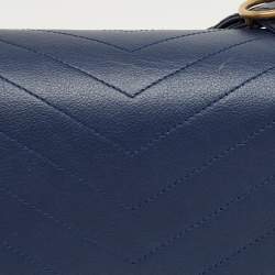 Pre Owned Chanel Navy Blue Chevron Leather and Python Business Affinity Flap Bag