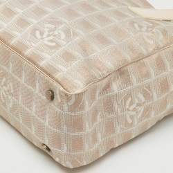 Pre Owned Chanel Beige Shimmer Nylon and Leather CC Logo Travel Line Tote