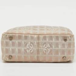 Pre Owned Chanel Beige Shimmer Nylon and Leather CC Logo Travel Line Tote