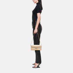 Pre Owned Chanel Gold CC Metallic Lambskin Choco Bar East West Flap