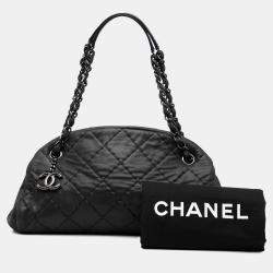 Pre Owned Chanel Black Medium Iridescent Calfskin Just Mademoiselle Bowling Bag