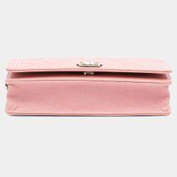 Pre Owned Chanel Pink Quilted Caviar Boy Wallet on Chain