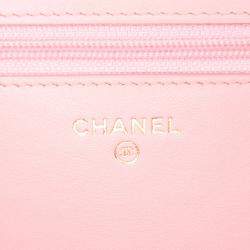 Pre Owned Chanel Pink Quilted Caviar Boy Wallet on Chain
