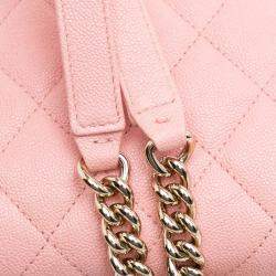 Pre Owned Chanel Pink Quilted Caviar Boy Wallet on Chain