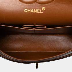 Pre Owned Chanel Brown Medium Classic Lambskin Double Flap