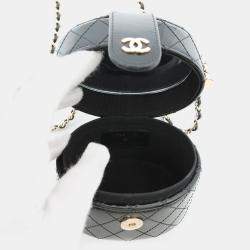 Pre Owned Chanel Chain Shoulder Bag Mini Vanity Coco Mark Patent Black