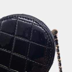Pre Owned Chanel Chain Shoulder Bag Mini Vanity Coco Mark Patent Black