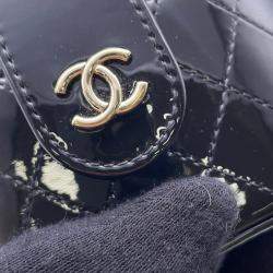 Pre Owned Chanel Chain Shoulder Bag Mini Vanity Coco Mark Patent Black