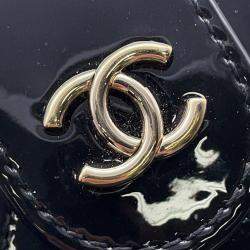 Pre Owned Chanel Chain Shoulder Bag Mini Vanity Coco Mark Patent Black