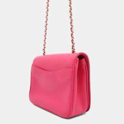 Pre Owned Chanel Chain Shoulder Bag Coco Mark Lambskin